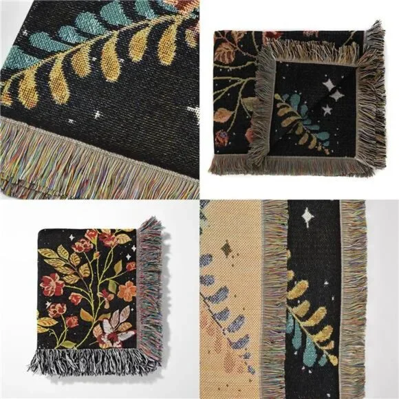 Boho Throw Blanket Reversible Cotton Tapestry Hippie Room Decor
